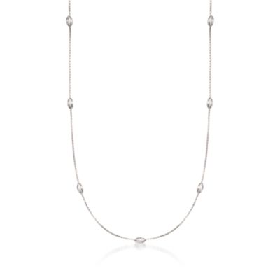 Sterling Silver Bead Station Necklace &mdash; Alt Image 1