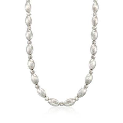 Italian Oval Bead Necklace in Sterling Silver &mdash; Alt Image 1