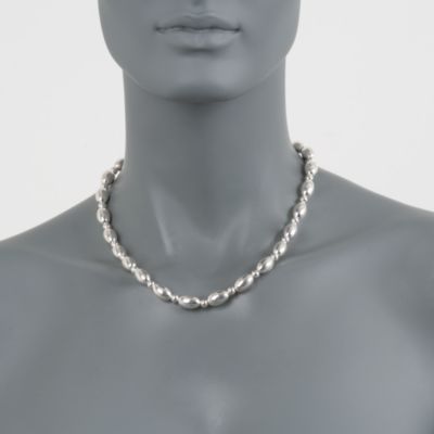 Italian Oval Bead Necklace in Sterling Silver &mdash; Alt Image 3
