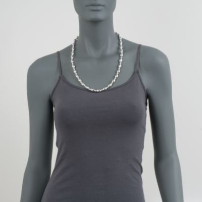 Italian Oval Bead Necklace in Sterling Silver &mdash; Alt Image 5