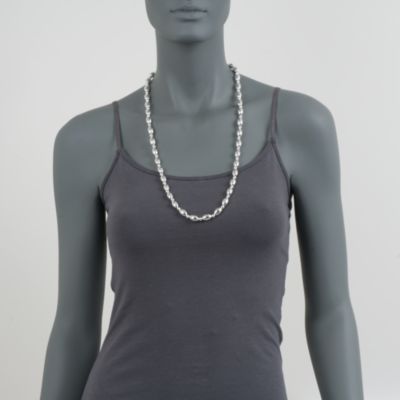 Italian Oval Bead Necklace in Sterling Silver &mdash; Alt Image 6