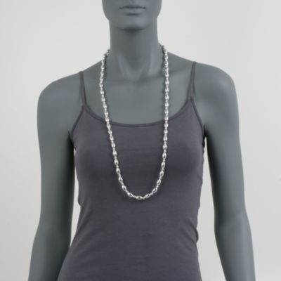 Italian Oval Bead Necklace in Sterling Silver &mdash; Alt Image 7