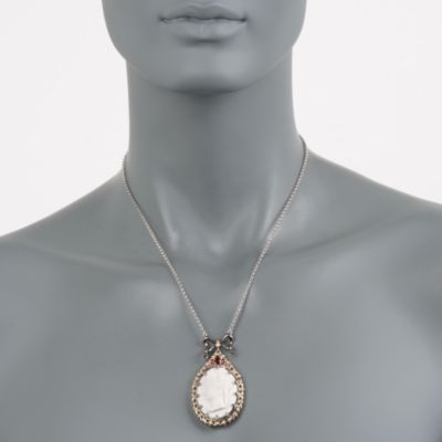 Mabe Pearl Cameo Pendant Necklace With .50 ct. t.w. Garnet and .15 ct. t.w. Rubies in Sterling Silver and Palladium. 18" &mdash; Alt Image 2