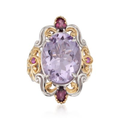 8.15 Carat Amethyst and .50 ct. t.w. Rhodolite Ring With Sapphires in Sterling Silver and Palladium &mdash; Alt Image 1