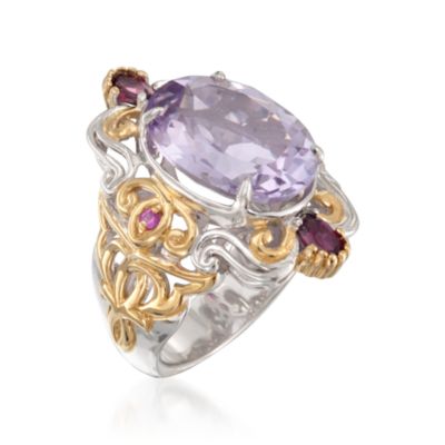 8.15 Carat Amethyst and .50 ct. t.w. Rhodolite Ring With Sapphires in Sterling Silver and Palladium &mdash; Alt Image 3