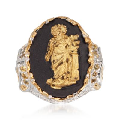 Porcelain Ring With .45 ct. t.w. Sapphires in Sterling Silver and Palladium &mdash; Alt Image 1