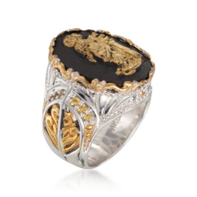 Porcelain Ring With .45 ct. t.w. Sapphires in Sterling Silver and Palladium &mdash; Alt Image 3