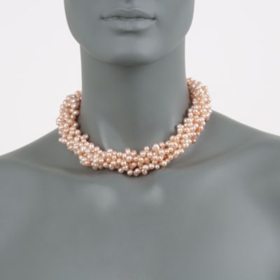 Pink Pearl Torsade Necklace in Sterling Silver &mdash; Alt Image 2