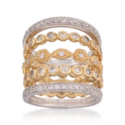 2.80 ct. t.w. CZ Five Ring Set in Sterling Silver Two-Tone &mdash; Alt Image 1