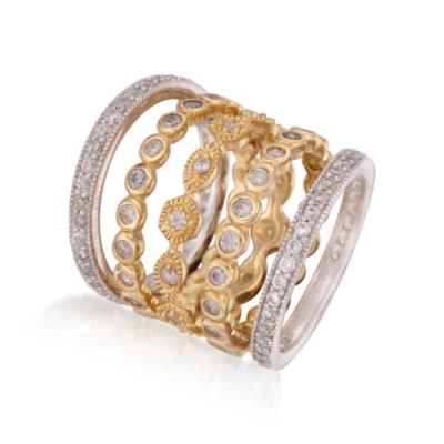2.80 ct. t.w. CZ Five Ring Set in Sterling Silver Two-Tone &mdash; Alt Image 3