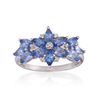 1.85 ct. t.w. Tanzanite Floral Ring With Diamonds in Sterling Silver &mdash; Alt Image 1