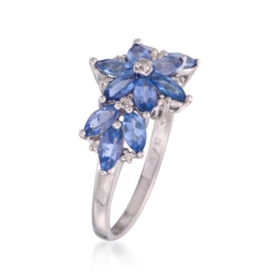 1.85 ct. t.w. Tanzanite Floral Ring With Diamonds in Sterling Silver &mdash; Alt Image 3