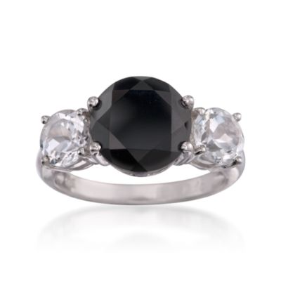 Black Onyx and 2.00 ct. t.w. White Topaz Ring in Sterling Silver &mdash; Alt Image 1