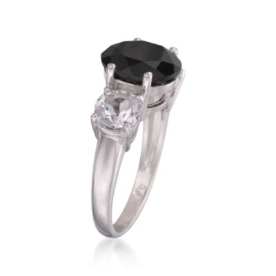 Black Onyx and 2.00 ct. t.w. White Topaz Ring in Sterling Silver &mdash; Alt Image 3