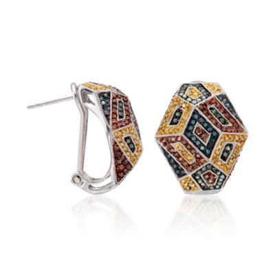 1.50 ct. t.w. Multicolored Diamond Earrings in Sterling Silver &mdash; Alt Image 3
