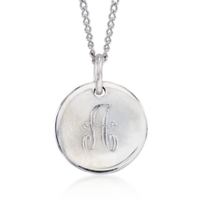 Sterling Silver Single Initial Necklace. 18" &mdash; Alt Image 1