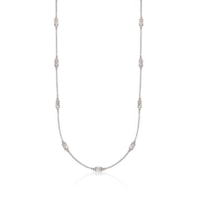 2.90 ct. t.w. Baguette CZ Station Necklace in Sterling Silver &mdash; Alt Image 1