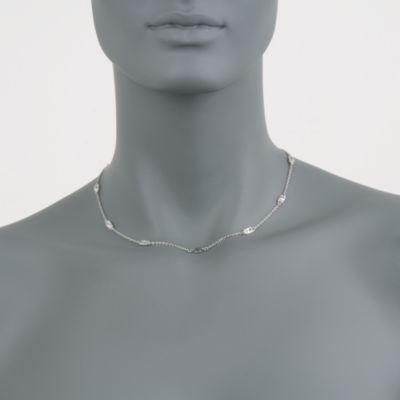 2.90 ct. t.w. Baguette CZ Station Necklace in Sterling Silver &mdash; Alt Image 2