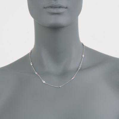 2.90 ct. t.w. Baguette CZ Station Necklace in Sterling Silver &mdash; Alt Image 3