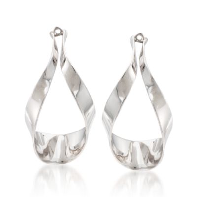 Ribbon Drop Earring Jackets in Sterling Silver &mdash; Alt Image 1