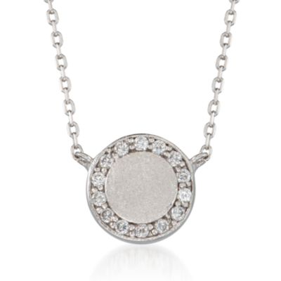 .20 ct. t.w. CZ Halo Necklace in Sterling Silver. 16" &mdash; Alt Image 1