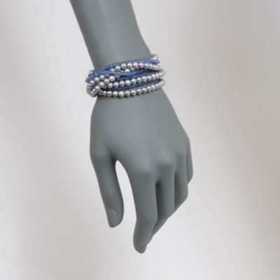 Gray Pearl and Tanzanite Multi-Strand Bracelet in Sterling Silver &mdash; Alt Image 2