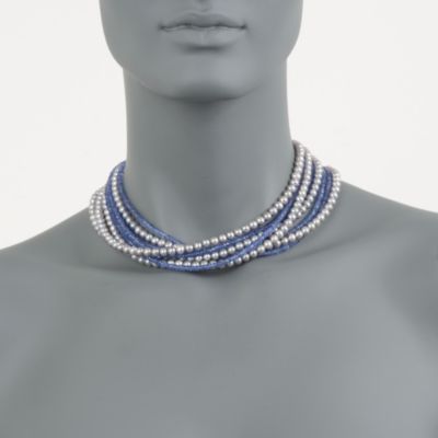 Tanzanite and Gray Cultured Pearl Torsade Necklace in Sterling Silver &mdash; Alt Image 2
