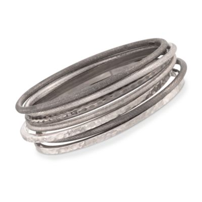 Italian Sterling Silver Bangle Set. 7" &mdash; Alt Image 1