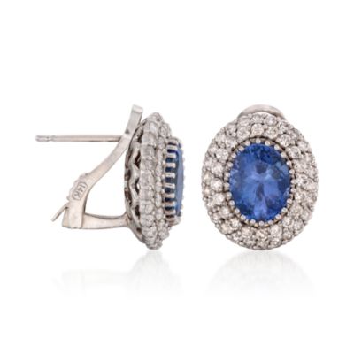 3.00 ct. t.w. Oval Tanzanite and 1.45 ct. t.w. Diamond Earrings in 14kt White Gold &mdash; Alt Image 3