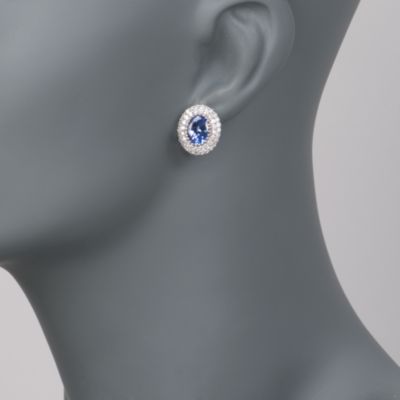 3.00 ct. t.w. Oval Tanzanite and 1.45 ct. t.w. Diamond Earrings in 14kt White Gold &mdash; Alt Image 2