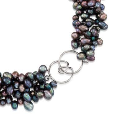 Black Pearl Torsade Necklace in Sterling Silver. 18" &mdash; Alt Image 3