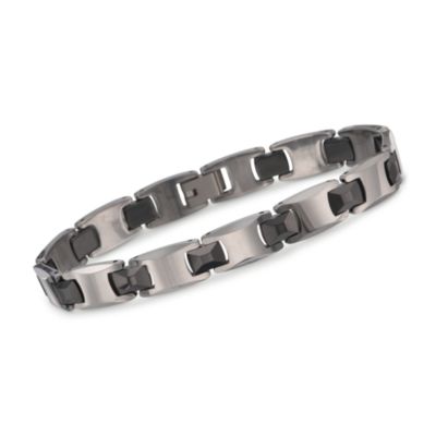 Men's Stainless Steel and Ceramic Bracelet. 7.5" &mdash; Alt Image 1
