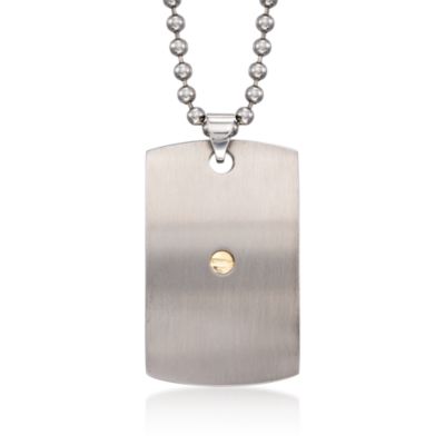 Stainless Steel Two-Tone Dog Tag Necklace. 22" &mdash; Alt Image 1