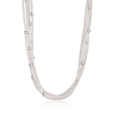 Italian Sterling Silver Five-Strand Beaded Mesh Necklace &mdash; Alt Image 1