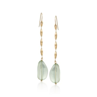 12.00 ct. t.w. Green Amethyst Spiral Drop Earrings in 14kt Yellow Gold &mdash; Alt Image 1