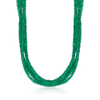 Green Onyx Multi-Strand Necklace in 14kt Yellow Gold &mdash; Alt Image 1