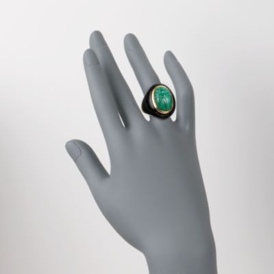 Malachite and Black Agate Scarab Ring in 14kt Over Sterling. Size 5 &mdash; Alt Image 2