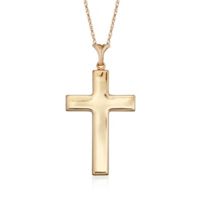 14kt Yellow Gold Cross Pendant Necklace. 18" &mdash; Alt Image 1