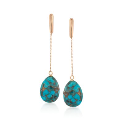 Mojave Turquoise Earrings in 14kt Yellow Gold &mdash; Alt Image 1