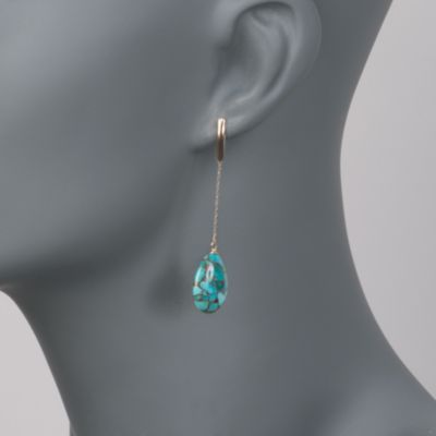 Mojave Turquoise Earrings in 14kt Yellow Gold &mdash; Alt Image 2