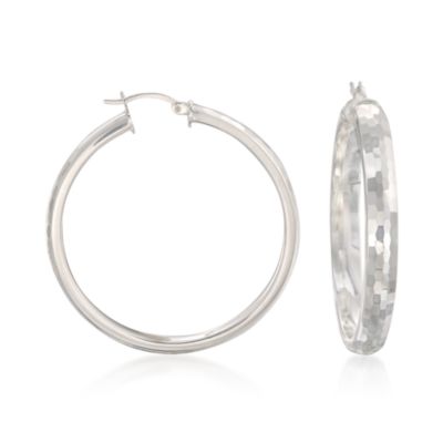 Diamond-Cut Hoop Earrings in Sterling Silver &mdash; Alt Image 1
