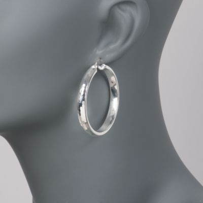 Diamond-Cut Hoop Earrings in Sterling Silver &mdash; Alt Image 2