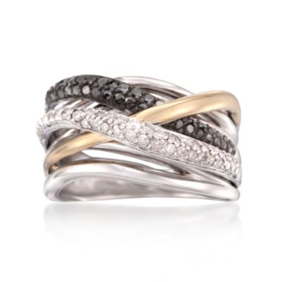 .50 ct. t.w. Black and White Diamond Multi-Band Ring in Two-Tone &mdash; Alt Image 1