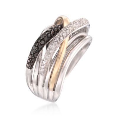 .50 ct. t.w. Black and White Diamond Multi-Band Ring in Two-Tone &mdash; Alt Image 3