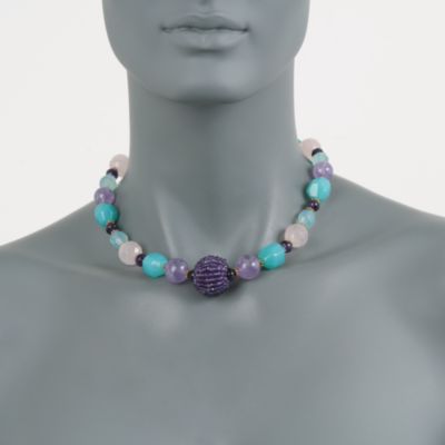 112.00 ct. t.w. Amethyst and Multi-Gemstone Bead Necklace in 18kt Over Sterling. 16" &mdash; Alt Image 2