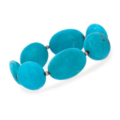 Turquoise Stretch Bracelet in Sterling Silver &mdash; Alt Image 1