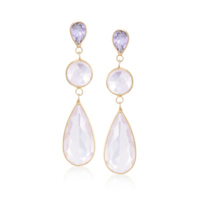 26.70 ct. t.w. Amethyst Drop Earrings in 14kt Yellow Gold &mdash; Alt Image 1