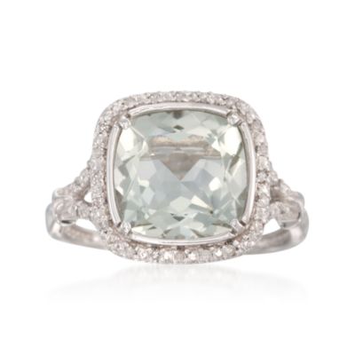 4.20 Carat Green Amethyst and .11 ct. t.w. Diamond Ring in Sterling Silver &mdash; Alt Image 1