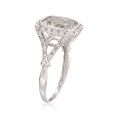 4.20 Carat Green Amethyst and .11 ct. t.w. Diamond Ring in Sterling Silver &mdash; Alt Image 3