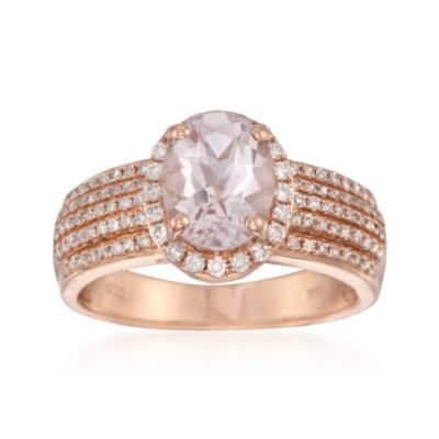 1.50 Carat Oval Morganite and .50 ct. t.w. Diamond Ring in 14kt Rose Gold &mdash; Alt Image 1